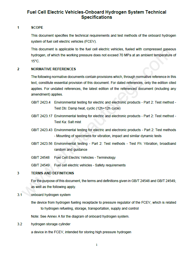 GB/T 26990-2023英文版翻译 燃料电池电动汽车 车载氢系统技术条件